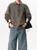 Estilo Old Money Camisa Retro a Rayas Hombre Otoño Sensación de Alta Gama Camisa de Manga Larga Sensación Relajada Canalla Guapo Solapa Ropa Exterior Superior
