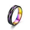 Suministro en Stock de Anillo Combinado Simple de Acero Inoxidable Personalizado con Ranura de Color Colorida Frosted Moda para Hombres