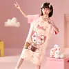 Camisola de Menina Verão Fina de Manga Curta Pijamas Fofos Infantis Verão Menina Desenho Animado Crianças Maiores Princesa Roupas de Casa