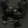 Compatible con Crocs Cadena Dorada con Purpurina Lujo Ligero Pedrería Accesorios DIY Flores para Zapatos Decoración de Girasol Hebillas para Zapatos Mayoreo