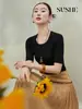 Ropa única y práctica: Suéter de punto multicolor de lana pura, cuello en U, hilo Yangzi de 48 hebras