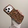 Personalidad Cruzada Foil Dorado Brillo Estampado de Leopardo Aplicable a Funda para Teléfono iPhone17promax 18pro Funda de Cobertura Total 16/15