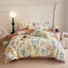 Suave juego de ropa de cama de lujo con estampado floral rosa, tela cepillada de doble cara engrosada, fresco y dulce, adecuado para todas las estaciones en el dormitorio