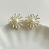 Pendientes de Perla Floreciente de Fuegos Artificiales Estilo Nuevo de Aguja de Plata para Mujer, Diseño Exquisito de Nicho Único, Hermosos Pendientes de Lujo Ligero de Gama Alta