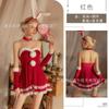 Pijama Sexy Tomara-que-caia Natal Halloween Vestido Pura Luxúria Saia Doce de Renda Tamanho Grande Pijama para Casa 1915