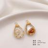 Pendientes de gota de agua con flores secas, epoxi, collar, material de bricolaje con borde colgante chapado en oro real de 18 quilates cubierto con accesorios de joyería chapados en oro
