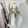 Brincos de Pena Boêmios Europeus e Americanos, Brincos de Franja Estilo Étnico Exagerado Retrô para Feriados, Acessórios de Viagem de Yunnan para Mulheres