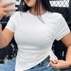 2026 Nova Roupa Feminina Plus Size para Amazon Transfronteiriça de Manga Curta, Camiseta Minimalista com Gola Redonda, Top Elegante de Corte Justo
