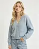 Cárdigan de punto estilo francés con cuello en V y abalorios para mujer, nueva colección otoño/invierno, forro polar tipo visón suave y cómodo, abrigo suéter de corte holgado