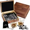 Conjunto de Gelo para Whiskey Vinho de Gelo Pedra Caixa de Madeira Conjunto de Copos de Água Copo de Vinho Caixa de Presente Conjunto de Copos de Whiskey Caixa de Madeira