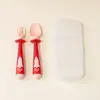 ¡Guau! Set de Cubiertos Flexibles para Suplemento Alimenticio Infantil, Tenedor y Cuchara de Cohete Hechos en Fábrica para Autoalimentación Infantil, Tenedor y Cuchara Giratorios para Bebés