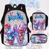 Mochila Escolar de Temporada Europea y Americana Anime Dibujos Animados Stitch Stitch Mochila Escolar de Tres Piezas Mochila para Niños de Escuela Primaria