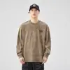 2026 Nuevo Otoño Camiseta de Manga Larga Estilo Retro Americano para Hombre Otoño 270g Peso Pesado Holgada Marca de Tendencia Lavado Tie-Dye Desgastado Hombre