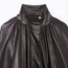Para Comércio Exterior Transfronteiriço Europeu e Americano Roupas Femininas Aliexpress Mais Vendidas Outono Retro Versátil Cordão Pregueado Jaqueta de Couro Sintético
