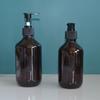 Garrafa Plástica para Pet 300ml 500ml Garrafa Marrom para Loção Garrafa com Bomba Refil de Reposição para Shampoo Condicionador
