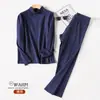Ropa interior térmica sin costuras de cuello medio para hombre, traje con forro polar, cuello alto juvenil, prenda base, calzoncillos largos, otoño e invierno