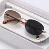 Gafas de sol, Gafas sin montura, Monturas pequeñas de moda, Lujo ligero transfronterizo, Metálicas ovaladas, Gafas de sol de alta gama, Gafas de sol europeas y americanas