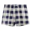 Cueca Box Masculina com Estampa Xadrez Tendência, Shorts para Casa Respiráveis da Moda de Cintura Média Tamanho Grande, Fornecimento Direto do Fabricante
