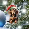 Colgante plano acrílico para perro de Navidad nuevo transfronterizo decoración de árbol de Navidad árbol decoración del hogar adornos planos