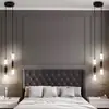 Luminária Pendente de Cabeceira Minimalista Nórdico para Quarto, Iluminação Pendente Simples Moderna para Parede de Fundo, Pequena Luminária Pendente de Luxo para Quarto de Hotel