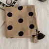 Lenço Quadrado Pequeno de Algodão e Linho 58 para Mulheres, Lenço Artístico Estilo Coreano com Bolinhas e Franjas, Lenço Paisley, Lenço de Pescoço com Toque de Luxo