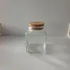 Pote de Armazenamento de Boca Larga Quadrado de Vidro Transparente 250ml para Alimentos Secos, Garrafa para Desejos, Pote para Armazenamento de Especiarias