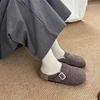 Zapatos de Fieltro Birkenneth de Moda Vintage Otoño/Invierno 2024 Nuevos Zapatillas de Media Caña Baotou Gruesas y Cálidas Forradas de Lana