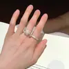 Anillo Popular de Xiaohongshu Cepillado con Microincrustaciones de Circonita para Mujer, Nuevo Diseño de Nicho, Versátil, Lujo Ligero, Anillo Abierto Simple