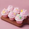 Pegatinas de Refrigerador de Cupcakes de Simulación de PU Pastel Pequeño de Crema Francesa Falsa Props para Sesión de Fotos de Comida Decoración de Ventana