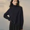 Suéter de cuello alto 100% Cachemira Pura para Mujer, Mismo Estilo que Faye Wong, Suéter de Cachemira Holgado Casual Perezoso, Suéter de Punto Simple