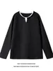 Sudadera de punto para hombre, estilo dos piezas falso, cuello en V, estilo otoño, corte limpio americano, top interior de manga larga texturizado