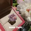 Joyería Italiana Vintage Anillo Joya de la Corona Banquete de Bodas Anillo de Zirconia Rosa Color Capullo suit