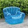 Fornecimento Direto de Fábrica Ponto de Venda Sofá Inflável Único de PVC Transparente Vermelho e Azul Sofá com Encosto Estilo Lazer Doméstico Acampamento ao Ar Livre