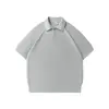 Rumei Camisa Polo de Tricô Relaxada Estilo Old Money Simples para Homens, Marca de Moda de Rua de Verão Estilo Preguiçoso Manga Curta