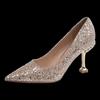 Zapatos de Tacón de Aguja Puntiagudos para Dama de Honor para Mujer 2025 Nuevos de Primavera y Otoño Sexy con Lentejuelas Tacones Altos Bajos con Gran Cantidad y Trato Preferencial