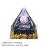 Pirâmide de Bola de Cristal Natural 5/6/8cm Ornamento de Mesa Chakra Cascalho Colorido Pirâmide de Resina Epóxi