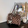 Bolso de mano de ante con lunares, estilo mujer, nueva colección otoño 2026, bolso tote retro para el día a día, bolso de hombro de gran capacidad