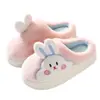 Pantuflas de algodón con suela gruesa para mujer otoño e invierno hogar lindo conejo de peluche cómodas cálidas suela suave antideslizantes pantuflas de pareja para hombre