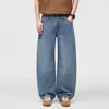 Roupa Masculina Fengshe / Lançamento Primavera 2026 Novos Jeans de Perna Larga para Homens, Calças Casuais Americanas de Rua Largas com Corte Curvo