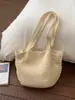 Nueva Bolsa Tejida Navideña, Bolso de Hombro, Calado Casual de Hilo de Algodón Gran Capacidad Bolsa de Playa, Bolso de Paja para Mujer, Estilo Perezoso
