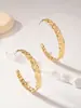 Pendientes Grandes Retro con Forma de C Europeos y Americanos Temu, Pendientes Irregulares Dorados Brillantes en Forma de Ola, Accesorios de Nicho Simples y de Moda