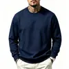 Moletom casual masculino europeu e americano de 2026, gola redonda, ombros caídos, cor sólida, simples, folgado, plus size, sempre em estoque