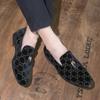 Zapatos Casuales de Cuero con Punta Fina Británicos Zapatos para Hombre con Borla de Corduroy para Aumentar la Altura Primavera y Otoño Retro Loafers Perezosos de Un Solo Paso para Hombre