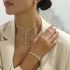 Collar y pendientes de alta gama para damas con diseño de nicho, joyería con personalidad, pulsera con incrustaciones de circonita, collar al por mayor