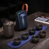 Juego de Té Portátil de Arcilla Púrpura Creativo para Viajes Camping Tetera Exterior Montaje en Coche Bolso Set Portátil de Té Kung Fu