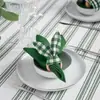Anel de guardanapo de orelhas de coelho em tecido xadrez Decoração de mesa para festa de banquete de casamento de hotel anel de guardanapo