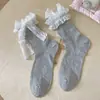 Meias Tudo-em-Um Meias Femininas de Cano Médio Estilo Japonês Meias Fofas de Renda Lolita Leves para Primavera e Verão Meias Finas