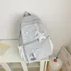 Mochila Casual Dupla Alça para Estudante Bolsa Listrada Versátil para o Dia a Dia Mochila Casual Grande Capacidade para Estudante