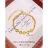 Pulsera de Latón Chapado en Oro Hueca Brillante Hielo Triturado Trébol de Cuatro Hojas Sandía, Joyería de Cuentas Florales de Moda y de Alta Gama