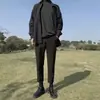 Calças Masculinas Estilo Americano Primavera e Outono Novas Soltas Versáteis Bonitas Perna Reta Jovens Calças de Nove Pontos Calças de Terno Slim Fit Calças Casuais